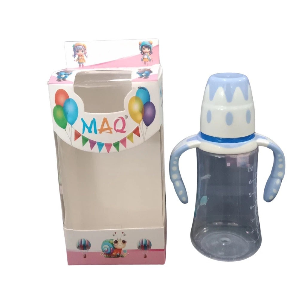 MAQ 6 Oz Feeding Bottle Transparent Bottle With Coloured Cap