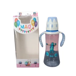 MAQ 9 Oz Feeding Bottle Transparent Bottle With Coloured Cap