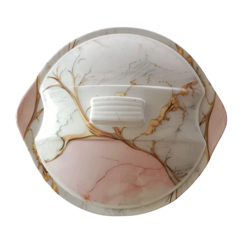 Melamine Blush Marble Bowl With Lid
