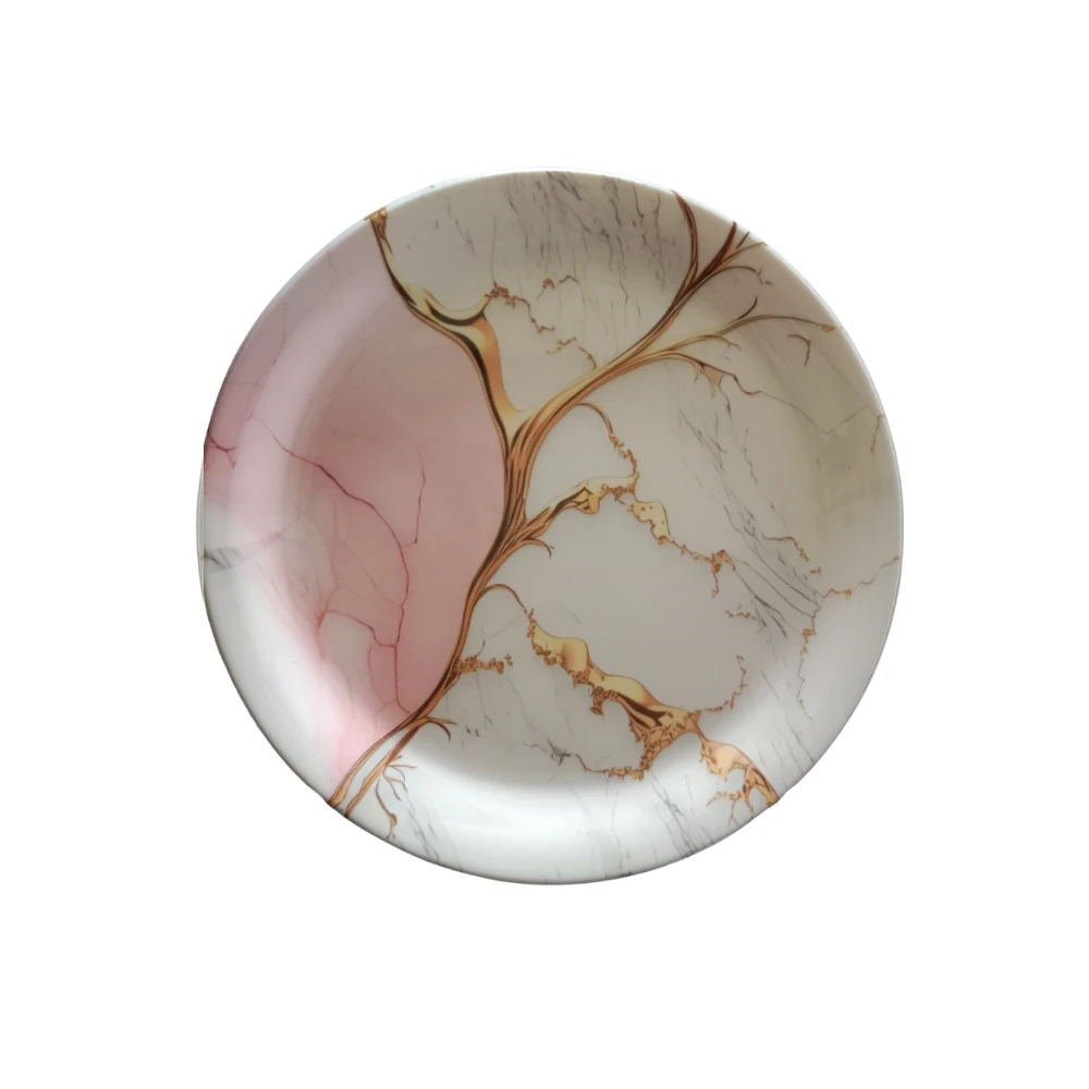 Melamine Blush Marble Medium Plate