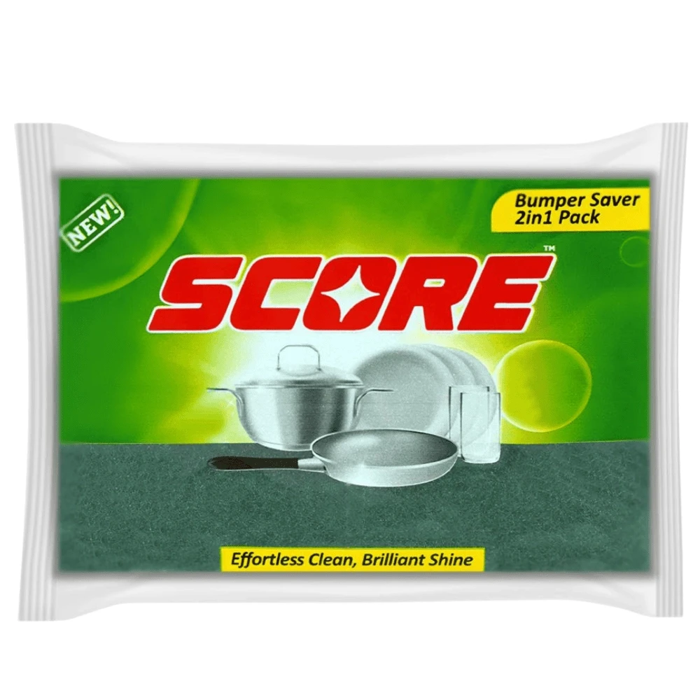 Score Kitchen Green Scourer With Sponge, Bumper Saver 2-In-1 Pack