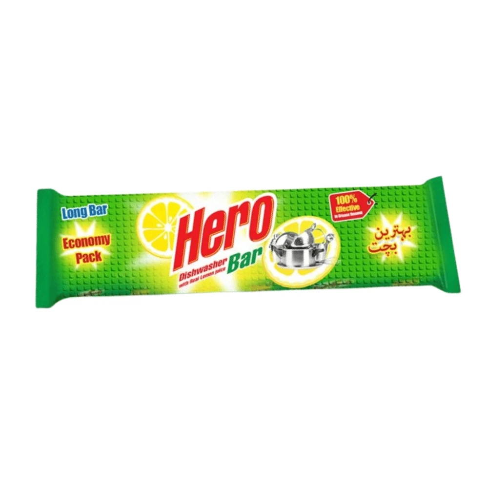 Hero Dishwash With Lemon Powder Economy Pack Long Bar 265g