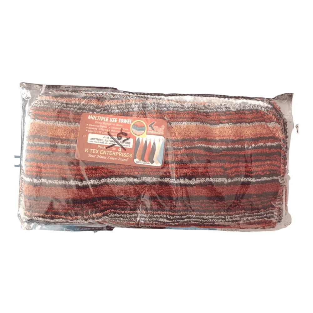 K-Tex Multiple Use Towel Pack of 4, 12"x12" Assorted