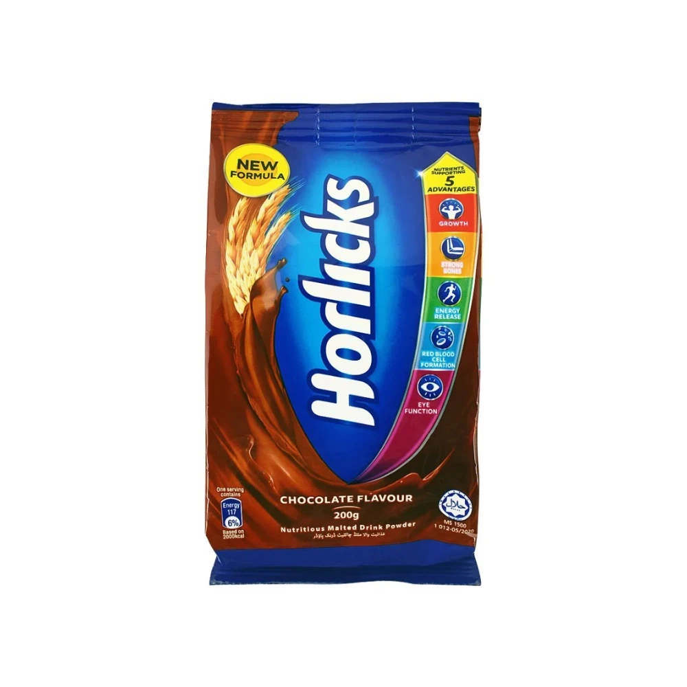 Horlicks Chocolate Flavour Nutritious Malted Drink Powder 200gm
