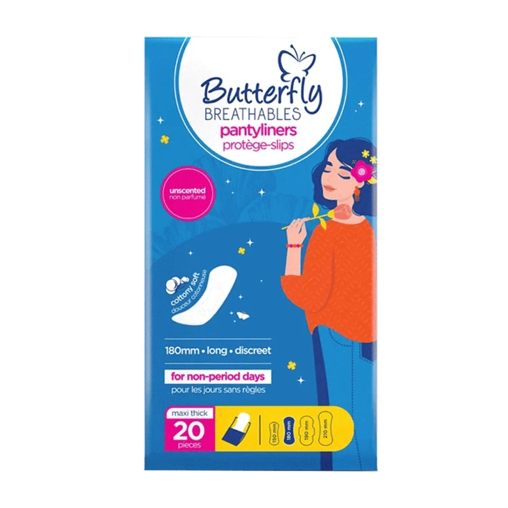 Butterfly Breathables Panty Liners Maxi thick Long 20 Pcs