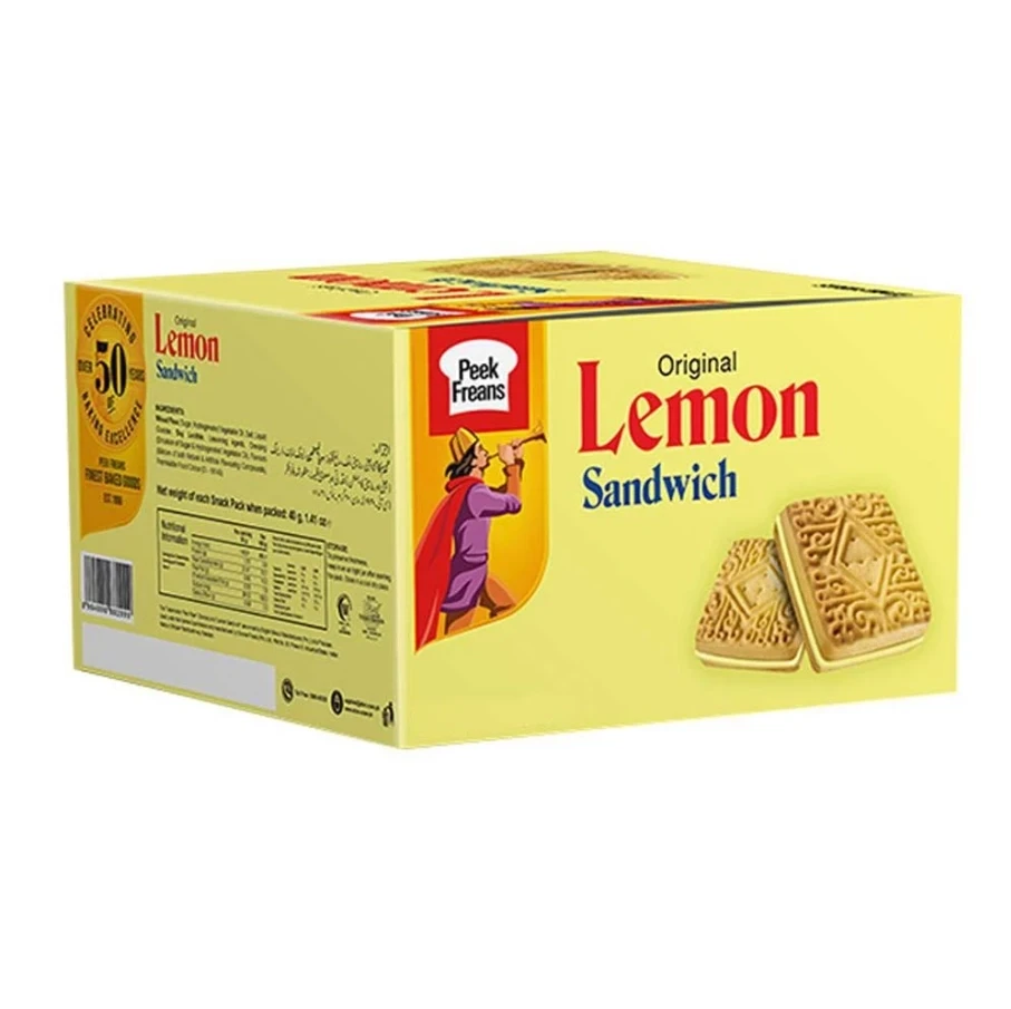 Peek Freans Lemon Sandwich 16 Snack Packs Box