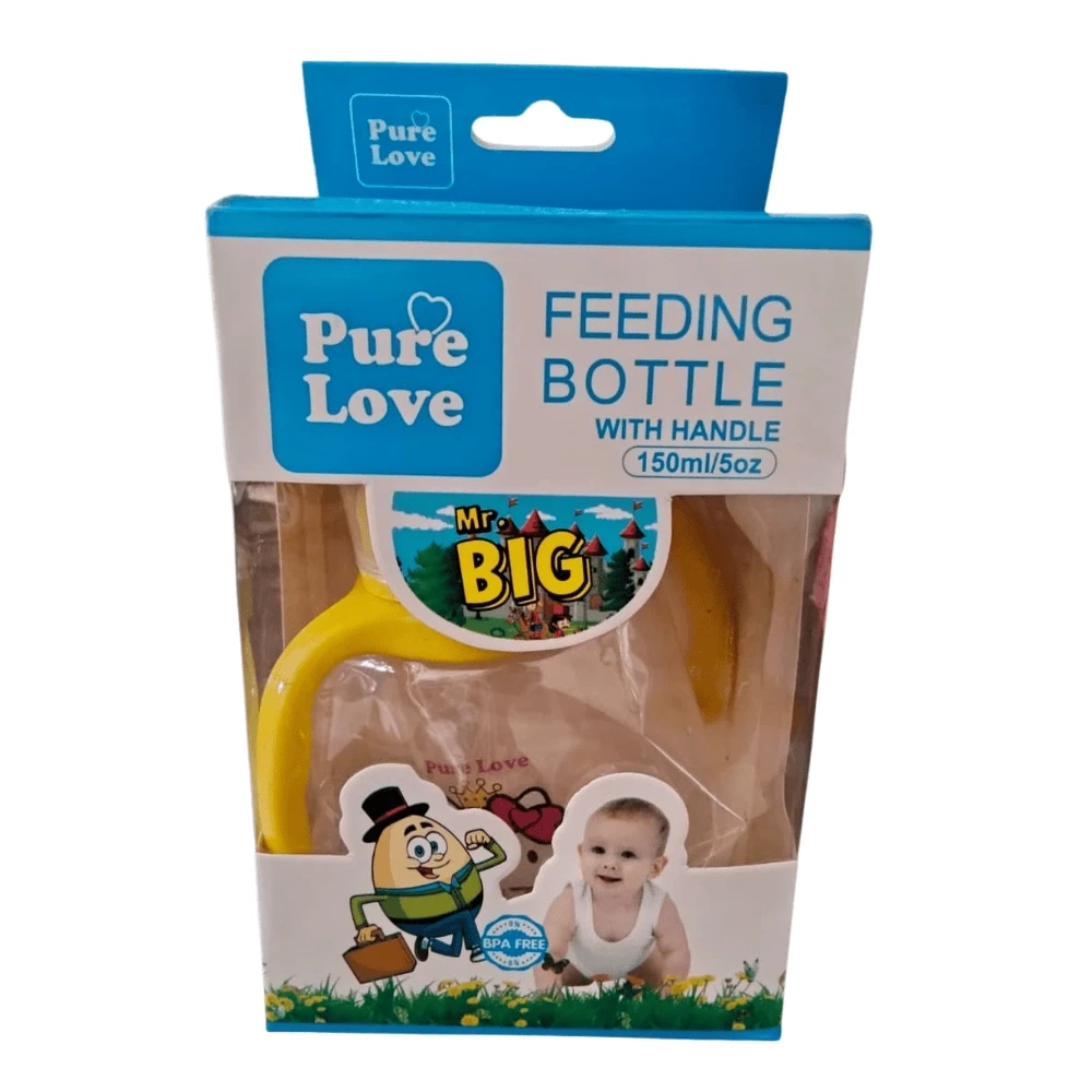 Pure Love Feeding Bottle With Handle 150ml Mr. Big Transparent