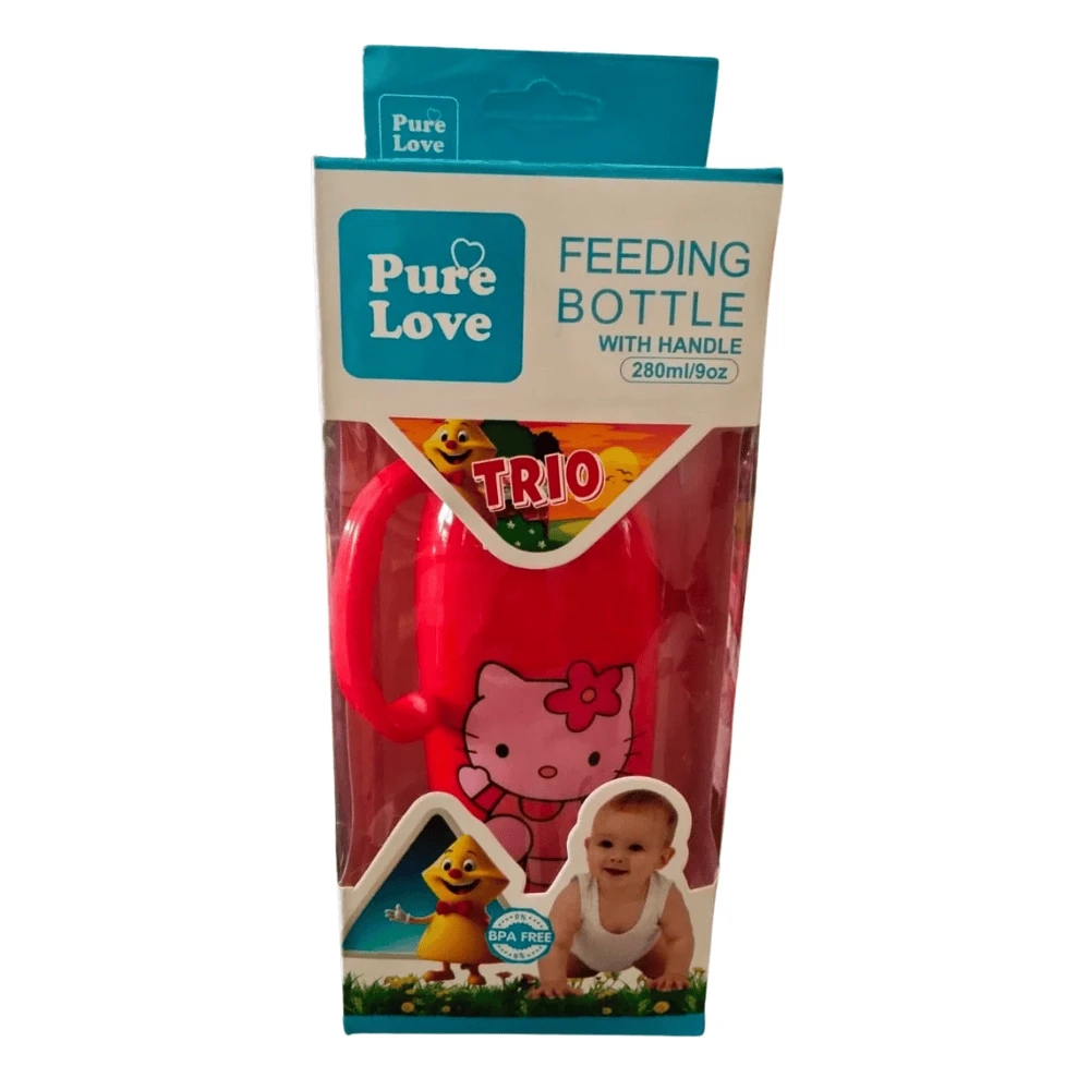 Pure Love Feeding Bottle With Handle 280ml TRIO Colored