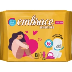 Embrace Sensitives Ultra Thin Extra Long Pads 8 Pads