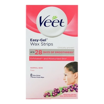 Veet Easy Gel Face Wax Strips Normal Skin 8 Strips