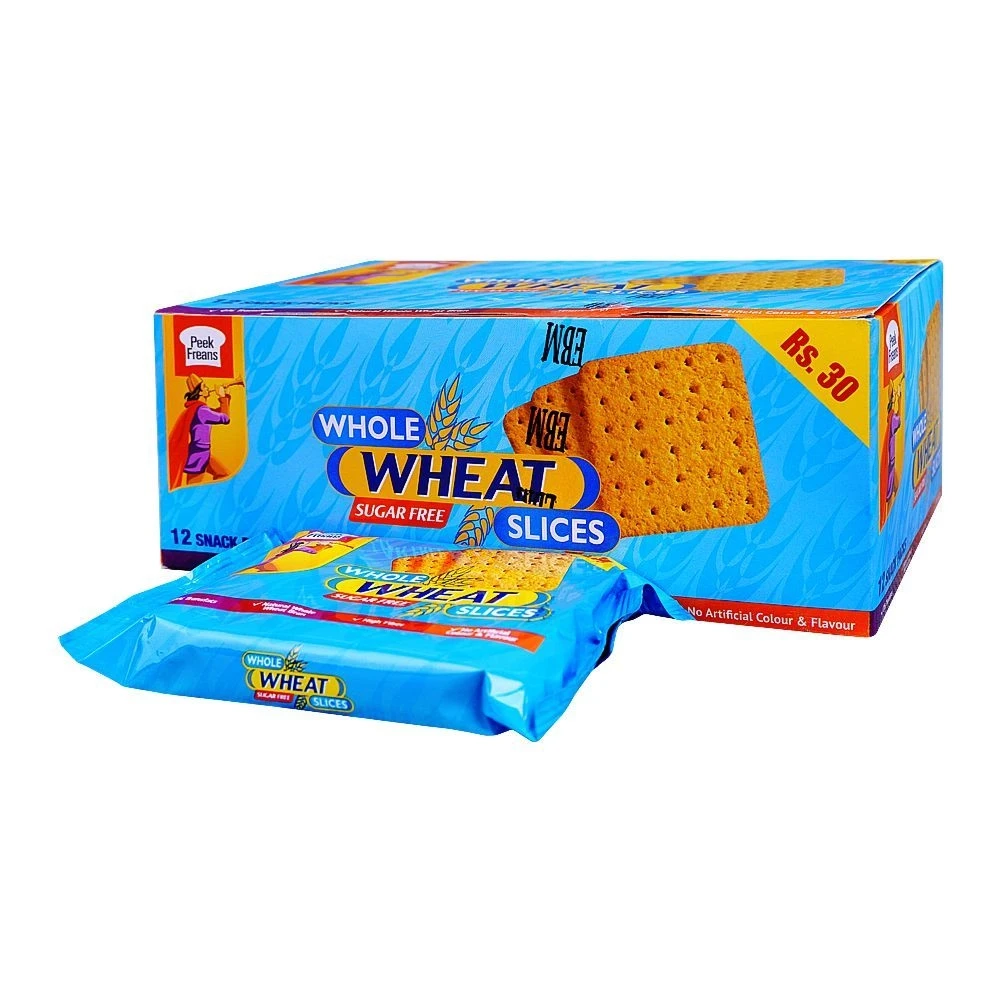 Peek Freans Whole Wheat Sugar Free Slices 12 Snack Packs Box