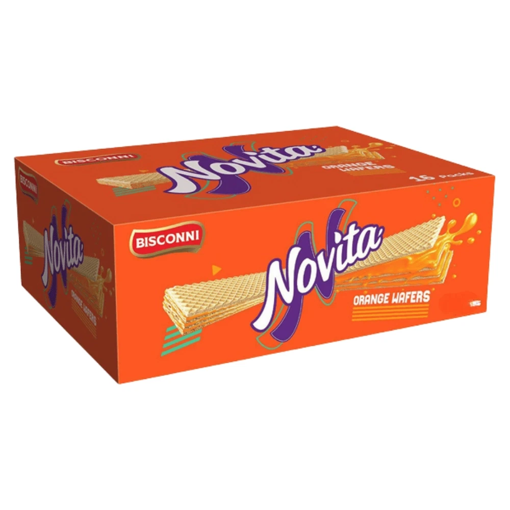 Bisconni Novita Orange Wafers 30 Packs Box
