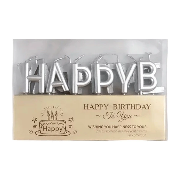 Happy Birthday Alphabets Candles Silver