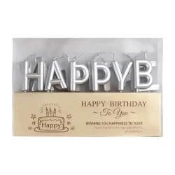 Happy Birthday Alphabets Candles Silver