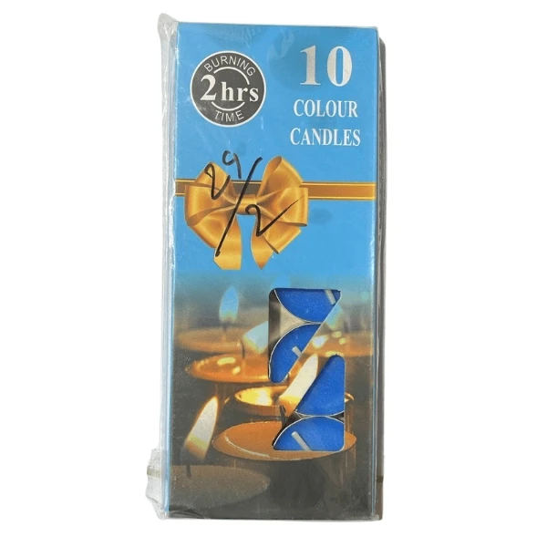Colour Candles 10 Burning 2 hrs time Blue