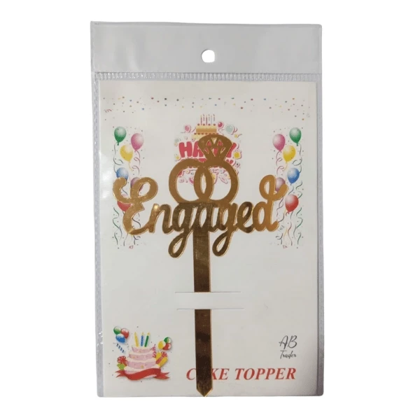 Engaged Cake Topper Golden