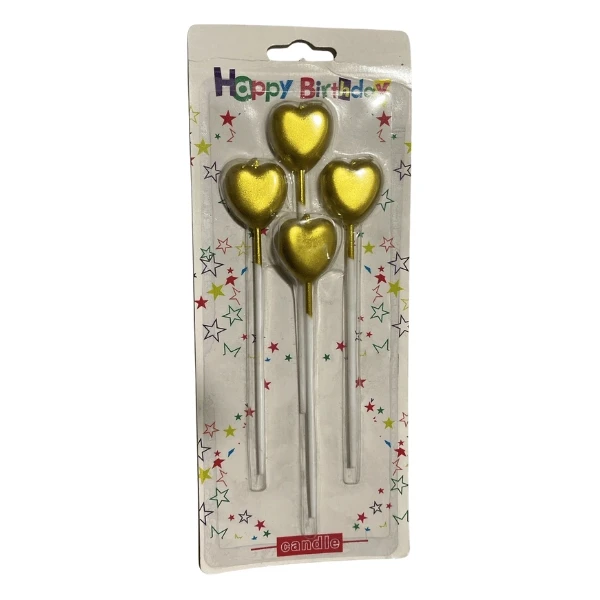 Happy Birthday Candle Heart Shape 4 Pcs Assorted