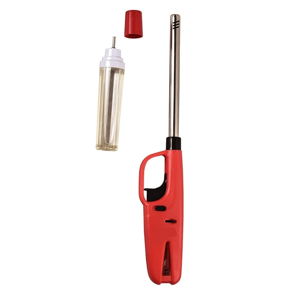 Adjustable Flame Gas Lighter with Gas Refill Set of 1 (Random Color)