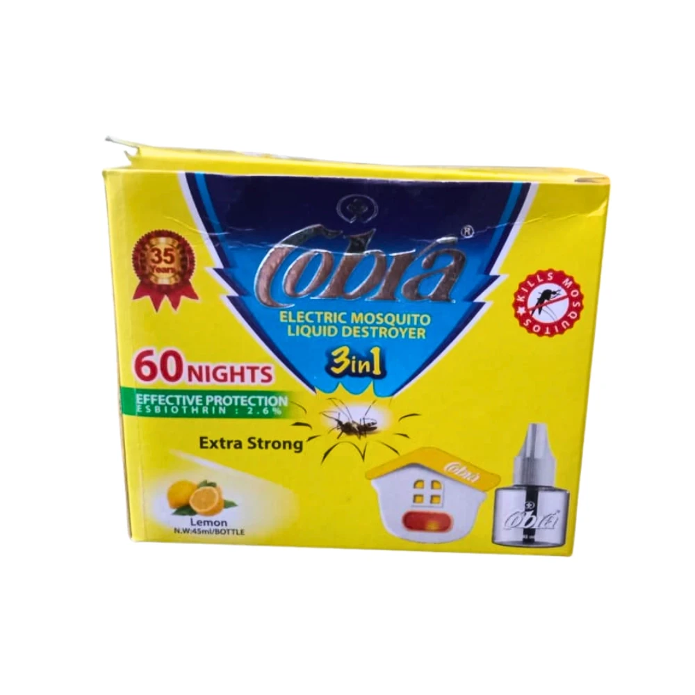 Cobra Electric Mosquito Liquid Destroyer 3 in 1 Machine Set with Lemon Fragrance 45ml Liquid