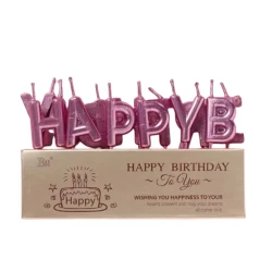Happy Birthday Alphabets Candles Pink