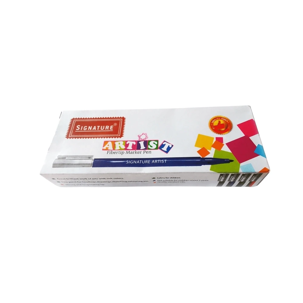 Signature Artist Green 10 Fiber Tip Pen Marker Box