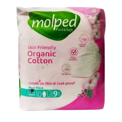 Molped Pure & Soft Organic Cotton Maxi Thick Long 9 Pads