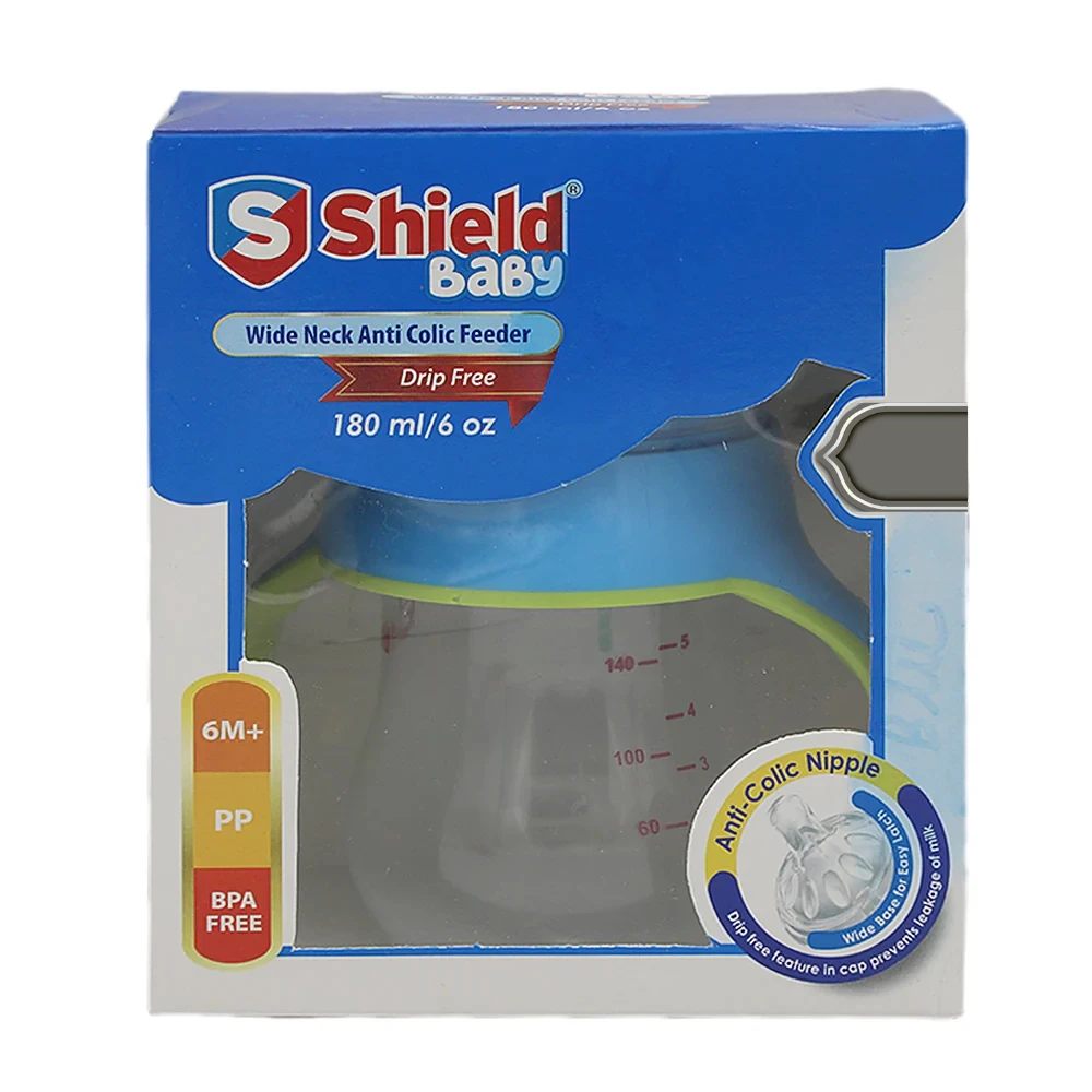Shield Baby Wide Neck Anti-Colic FeederDrip Free 180ml / 6 OZ
