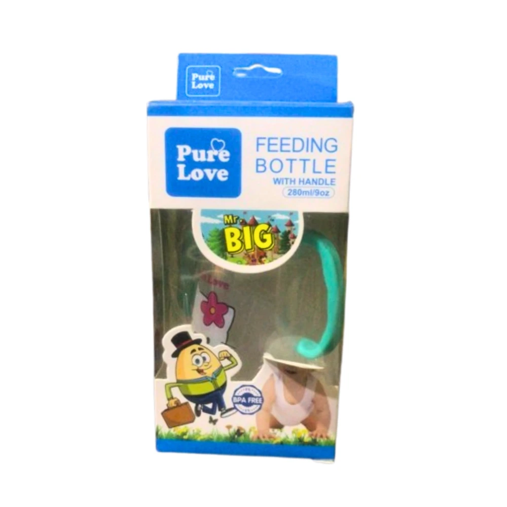 Pure Love Feeding Bottle With Handle 280ml Transparent Mr. Big