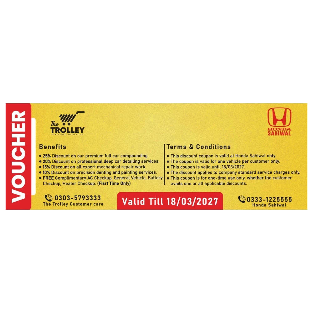 Honda Sahiwal Discount Voucher 25% Discount Voucher