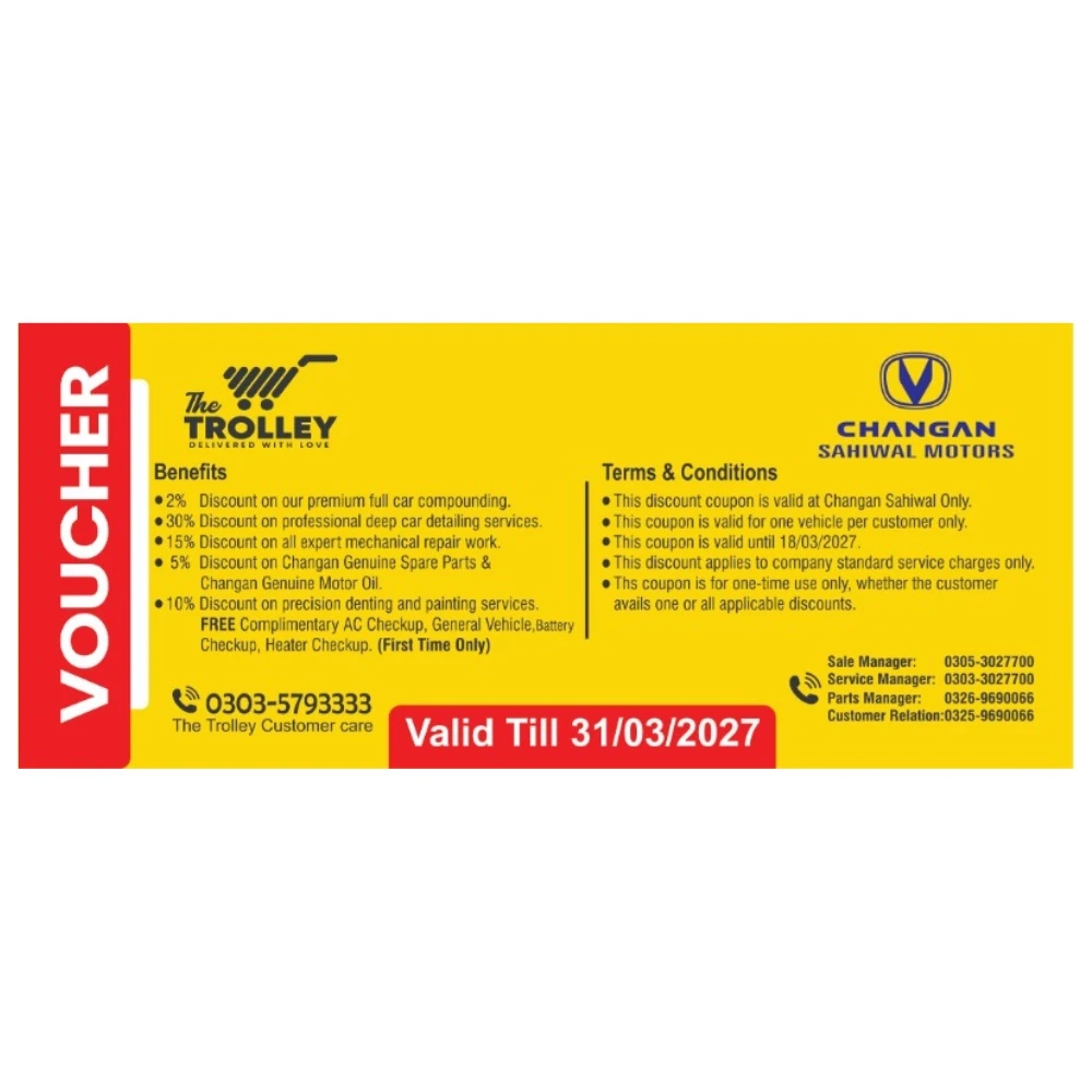 Changan Sahiwal Discount Voucher 30% Discount Voucher