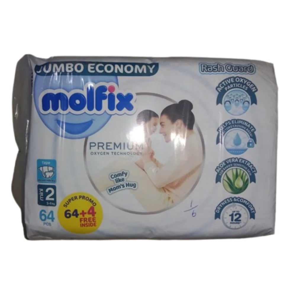 Molfix Jumbo Economy Rash Guard Midi 2 (3-6kg) 64 pcs