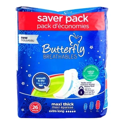Butterfly Breathables Maxi Thick Extra Long 26 Pads (Saver Pack)