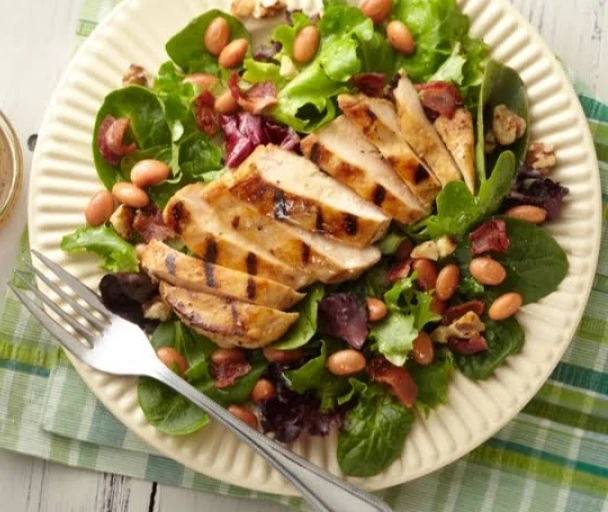 Beans Slad Topped With Chicken Steak