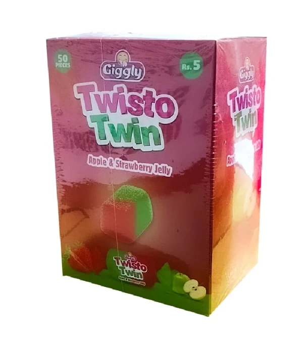 Giggly Twisto Twin Apple & Strawberry Jelly Box 30 Pcs