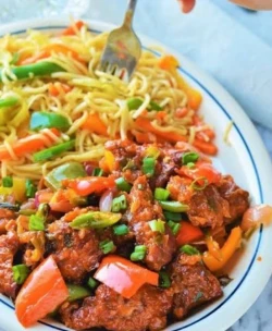 Chili Chicken Chips with noodles