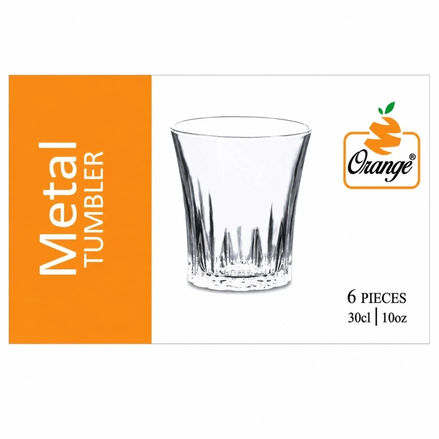 Orange Crystal Juice Tumbler Set – 6 Pieces