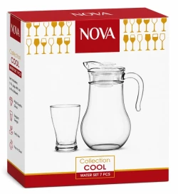 Nova Cool Glass Water Set (1 Jug + 6 Glasses)