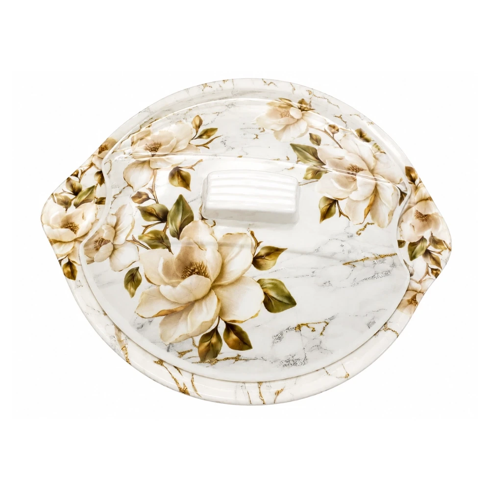 Melamine Vintage Magnolia Bowl With Lid