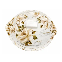 Melamine Vintage Magnolia Bowl With Lid