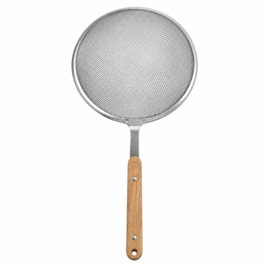 Stainless Steel Fine Mesh Oil Strainer with Wooden Handle 20cm