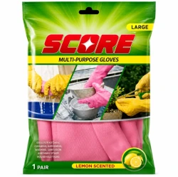 Score Multi-Purpose Lemon Scented Gloves Pink Color Large – 1 Pair