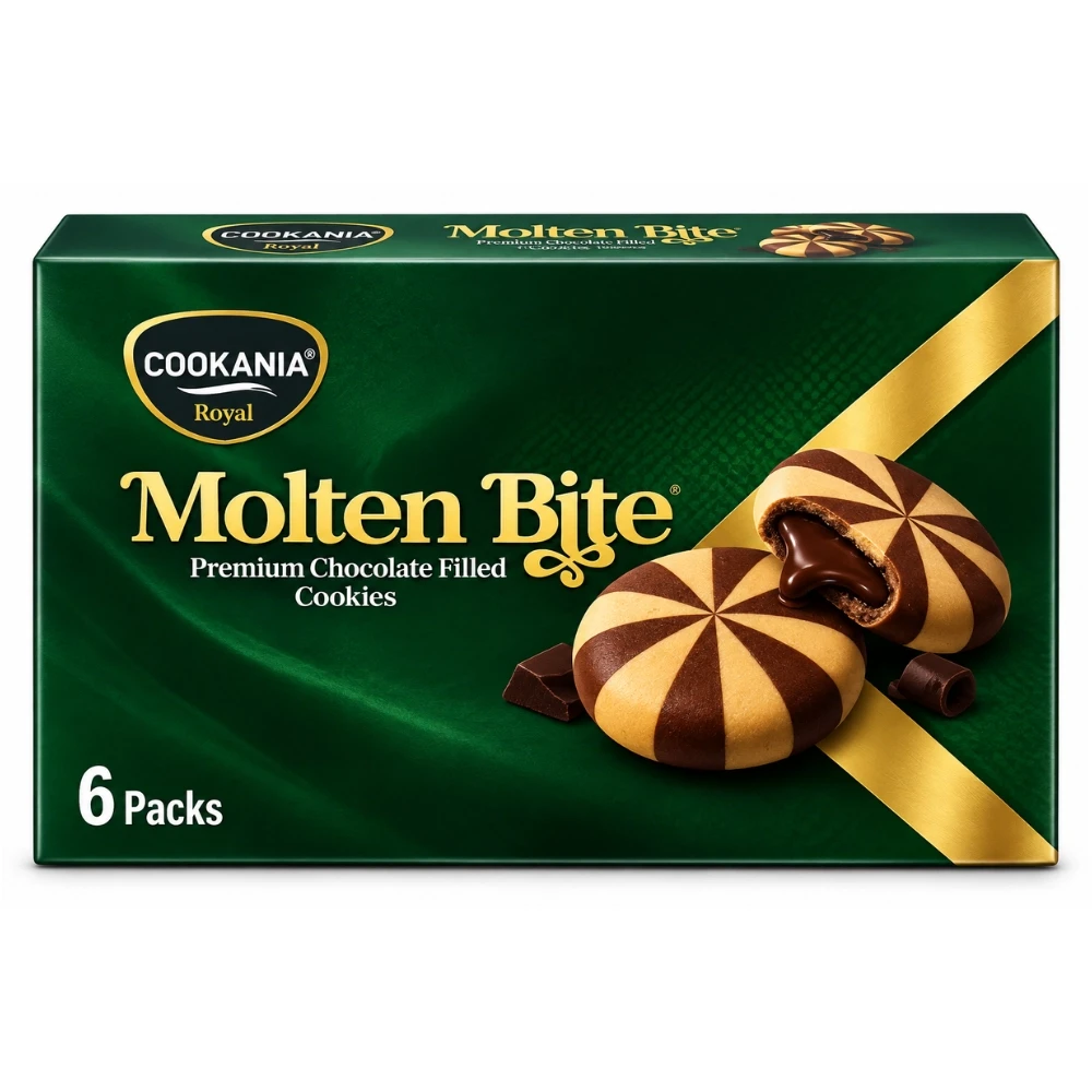 Cookania Royal Molten Bite Premium Chocolate Filled Cookies 6 Packs (RS:100)