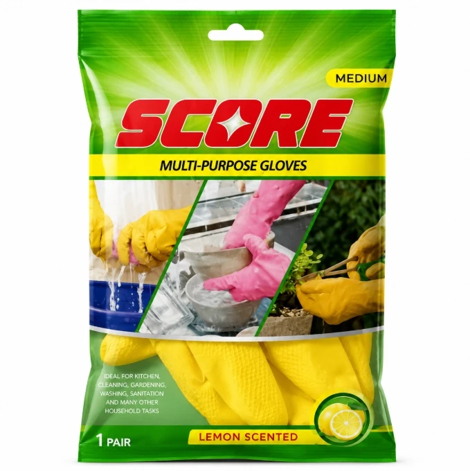 Score Multi-Purpose Lemon Scented Gloves Medium – 1 Pair