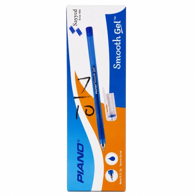 Piano Smooth Gel Blue Ball Pen (Pack of 10)