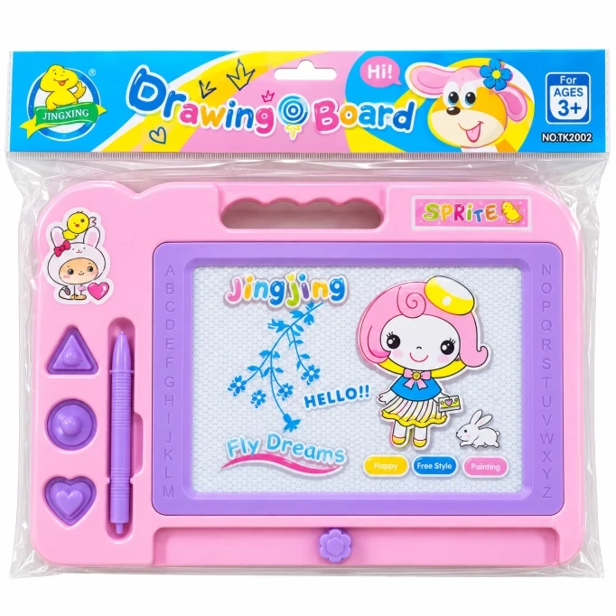 Jingxing Kids Magnetic Drawing Board with Pen & Shape Stamps