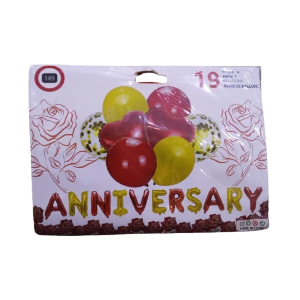 Anniversary Balloon Gold & Red 19 Pcs
