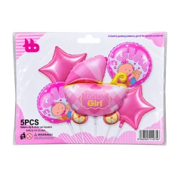 Baby Girl Foil Balloon Set Assorted 5 Pieces
