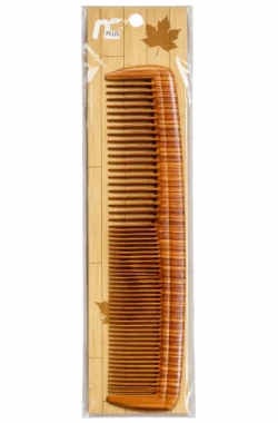 N Plus Dual Tooth Wooden Hair Comb (Assorted Colors & Sizes)