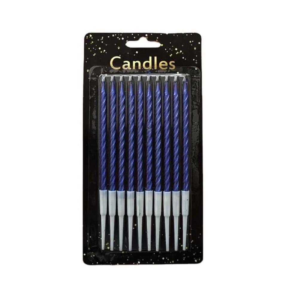 Blue Spiral Birthday Candles 10 Pieces Pack