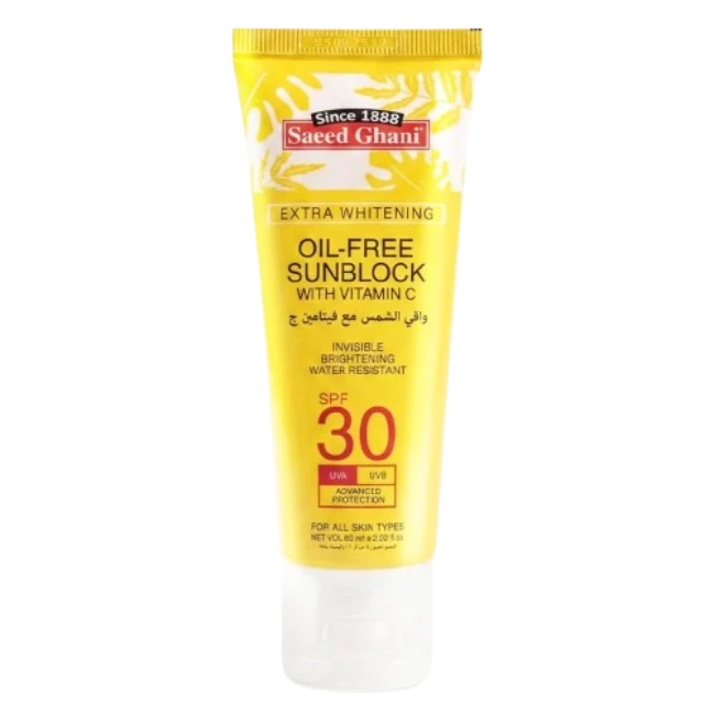 Saeed Ghani Extra Whitening Oil-Free Sunblock with Vitamin C SPF 30 60ml